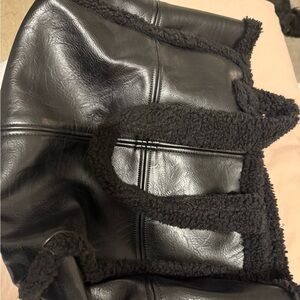 Black Faux Leather Tote Bag